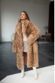 Long two-sided sheepskin coat made of natural sheepskin in camel color