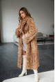 Long two-sided sheepskin coat made of natural sheepskin in camel color