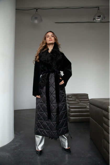 Sheepskin coat with down jacket