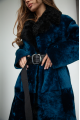 Long sheepskin coat made of blue natural sheepskin