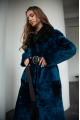 Long sheepskin coat made of blue natural sheepskin