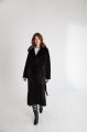 Long sheepskin coat made of black natural sheepskin