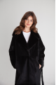 Long sheepskin coat made of black natural sheepskin