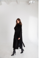 Long sheepskin coat made of black natural sheepskin