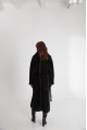 Long sheepskin coat made of black natural sheepskin