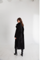 Long sheepskin coat made of black natural sheepskin