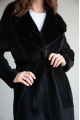 Long sheepskin coat made of black natural sheepskin