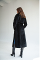 Long sheepskin coat made of black natural sheepskin