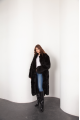 Long sheepskin coat made of natural black cashmere lamb