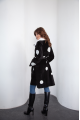 Sheepskin coat made of black natural sheepskin with a pea print