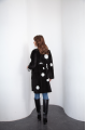 Sheepskin coat made of black natural sheepskin with a pea print