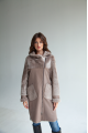 Long sheepskin coat in OVERSIZE style made of natural sheepskin in ash brown color