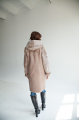 Long sheepskin coat in OVERSIZE style made of natural sheepskin in ash brown color