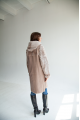 Long sheepskin coat in OVERSIZE style made of natural sheepskin in ash brown color