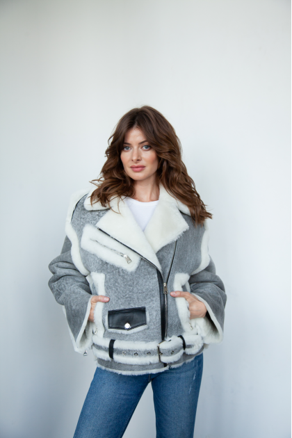 A short sheepskin coat