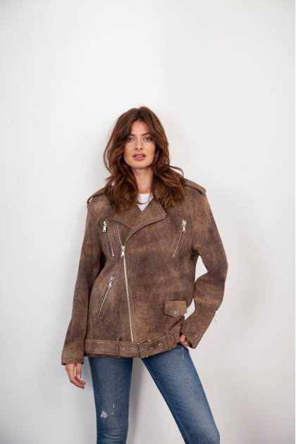 A VINTAGE-style leather jacket