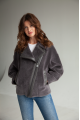 Short women's sheepskin coat made of ash-gray wool