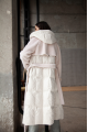 Women's milk-colored down jacket-coat with natural filler and pink sheep wool