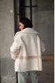 Women's jacket with ECO fur of white color