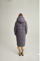 Long down jacket of gray color with natural filling