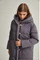 Long down jacket of gray color with natural filling