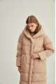 Beige women's down jacket with natural filler