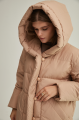 Beige women's down jacket with natural filler