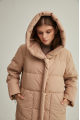 Beige women's down jacket with natural filler