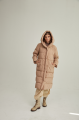 Beige women's down jacket with natural filler