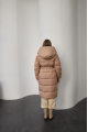 Long down jacket of brown color with natural filler