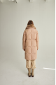 Women's long beige down jacket with fox fur and natural filling