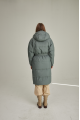 Women's long green down jacket with natural filler