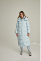 Long women's down jacket ADD in light blue color with natural filling