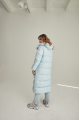 Long women's down jacket ADD in light blue color with natural filling