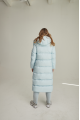 Long women's down jacket ADD in light blue color with natural filling