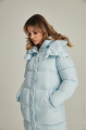 Long women's down jacket ADD in light blue color with natural filling