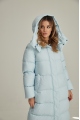 Long women's down jacket ADD in light blue color with natural filling