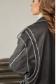 Women's stylish jacket of gray color in VINTAGE style made of genuine leather