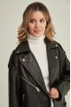 Stylish women's jacket black color made of genuine leather in OVERSIZE style