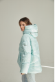 Short ADD light blue women's down jacket with natural filling