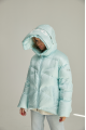 Short ADD light blue women's down jacket with natural filling