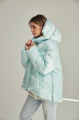 Short ADD light blue women's down jacket with natural filling