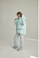 Short ADD light blue women's down jacket with natural filling