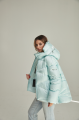 Short ADD light blue women's down jacket with natural filling