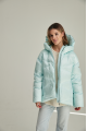 Short ADD light blue women's down jacket with natural filling