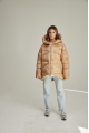 Short women's down jacket ADD in caramel color with natural filler