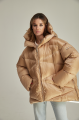 Short women's down jacket ADD in caramel color with natural filler