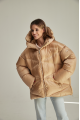 Short women's down jacket ADD in caramel color with natural filler