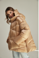 Short women's down jacket ADD in caramel color with natural filler