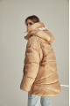 Short women's down jacket ADD in caramel color with natural filler